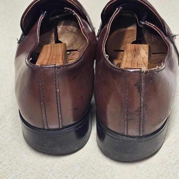 Vintage 90s Leather Penny Loafers Dress Shoes Burgundy Mens 9.5D Workwear Preppy - Picture 3 of 7